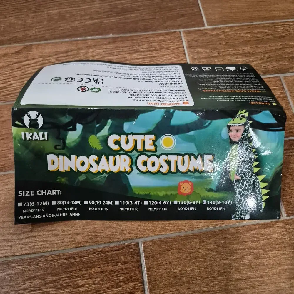 Halloween Costume Dinosaur Dragon Dress Outfit Animal Hooded Onesie Green 9-10